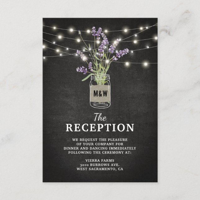 Recepción de boda al atardecer en tarro de lavanda (Anverso)