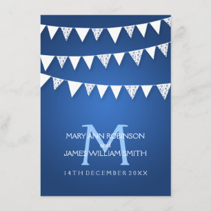 Recepción de Boda Amor Bunting Monograma Azul