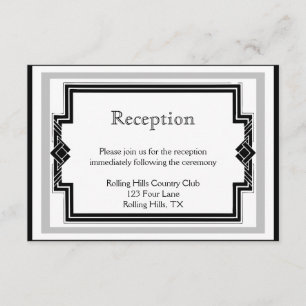 Recepción de Boda Art Déco Negro Blanco Plata