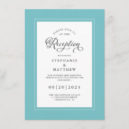 Recepción de Boda Azul Aqua Elegante Bordes Chic