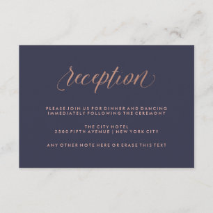 Recepción de Boda Azul Medianoche y Dorado Rosa Fa