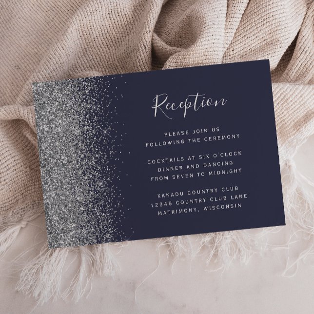 Recepción de Boda Azul Oscuro con Brillo Plateado (Subido por el creador)