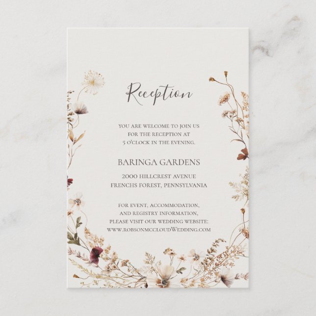 Recepción de Boda Beige de Flor Silvestre de Cobre (Anverso)