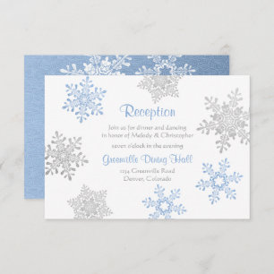 Recepción de Boda Blue Silver Winter Snowflake