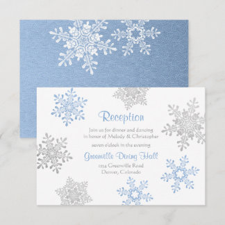 Recepción de Boda Blue Silver Winter Snowflake