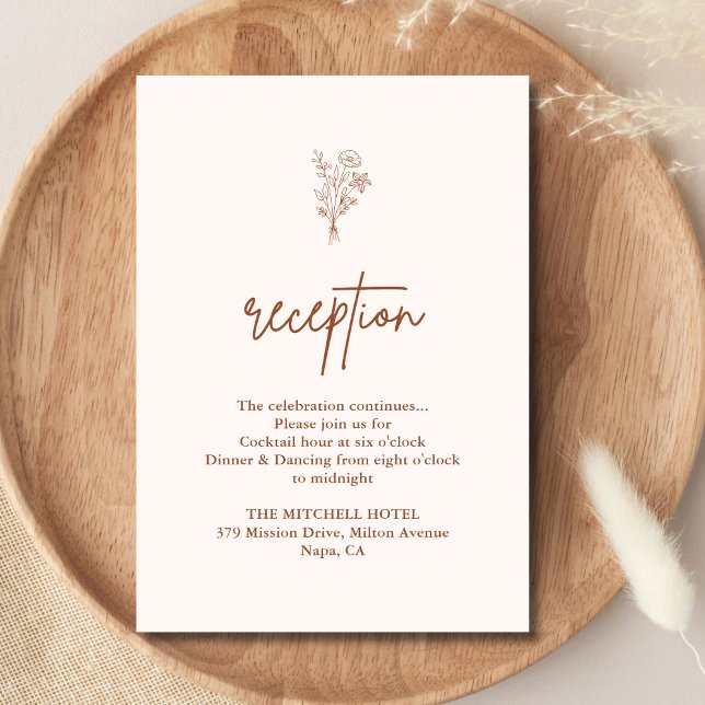 Recepción de Boda Boho Botanicals de Terracota (Terracotta boho botanical enclosure card adds earthy warmth while organizing wedding details.)
