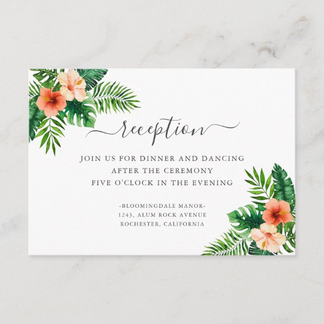 Recepción de Boda Botánica de Acuarela Tropical (Anverso)