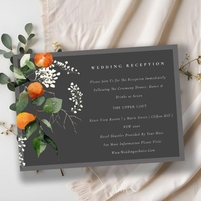 Recepción de Boda Botánica de Naranja Gris Blossom (Subido por el creador)