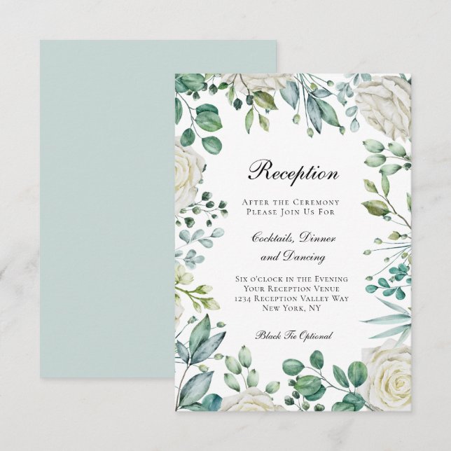 Recepción de Boda Botánica de Rosas Blancas Eucali (Anverso / Reverso)