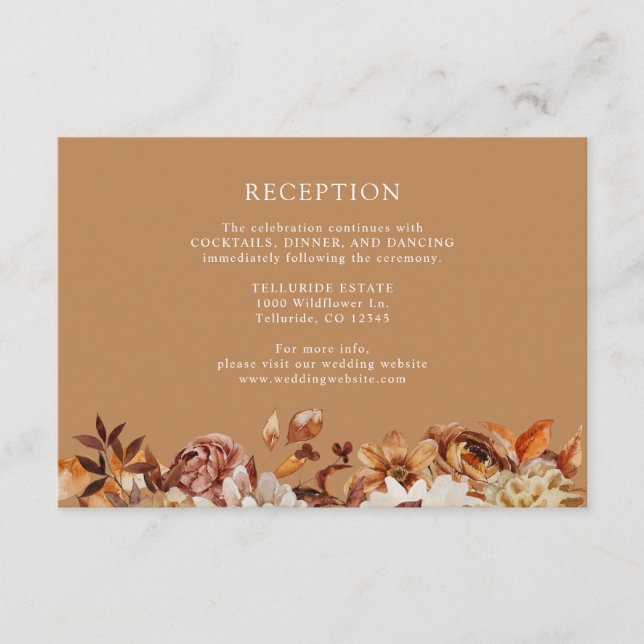 Recepción de Boda Botánica de Terracota Otoño Dora (Anverso)