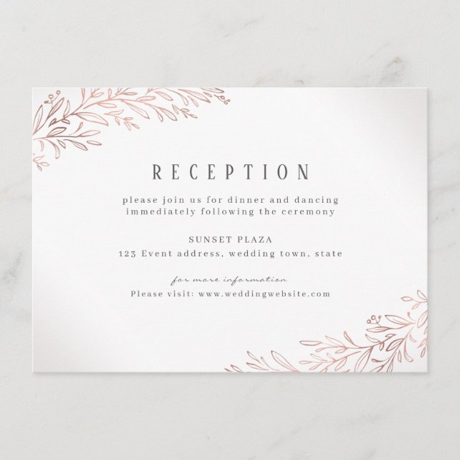 recepción de boda botánica dorada Rosa (Anverso)