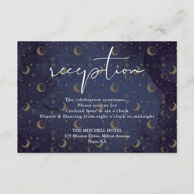 Recepción de Boda Celestial con Letra Elegante (Anverso)