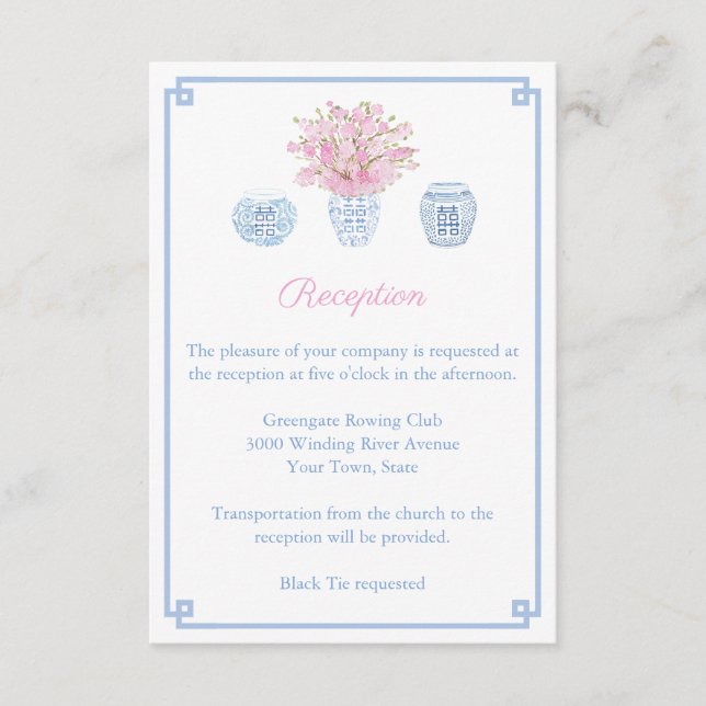 Recepción De Boda Chino Rosa Y Azul (Anverso)