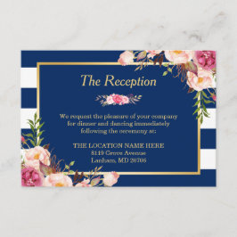 Recepción de Boda Clásica con Flores y Rayas Azule