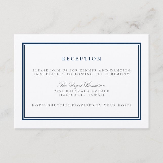 Recepción de Boda Clásica de la Marina y Blanco (Anverso)