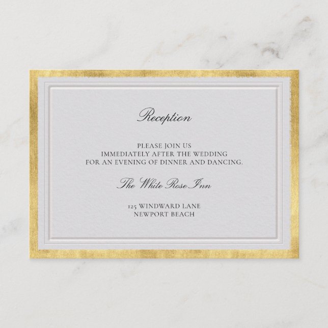Recepción de Boda Clásica Elevada de Marfil y Oro (Anverso)