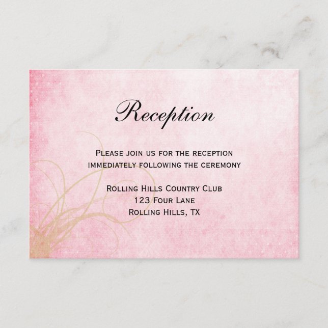 Recepción de Boda con Acuarela de Colibrí Rosa (Anverso)