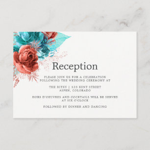 Recepción de Boda con Acuarela de Turquesa y Coral