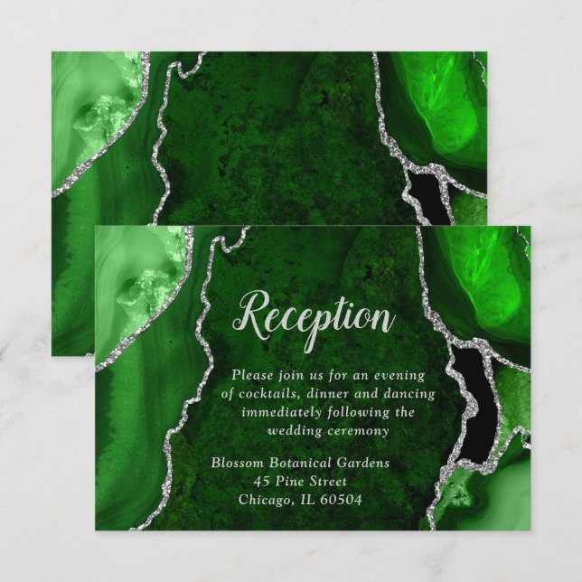 Recepción de Boda con Ágata Verde y Plateada (Anverso / Reverso)