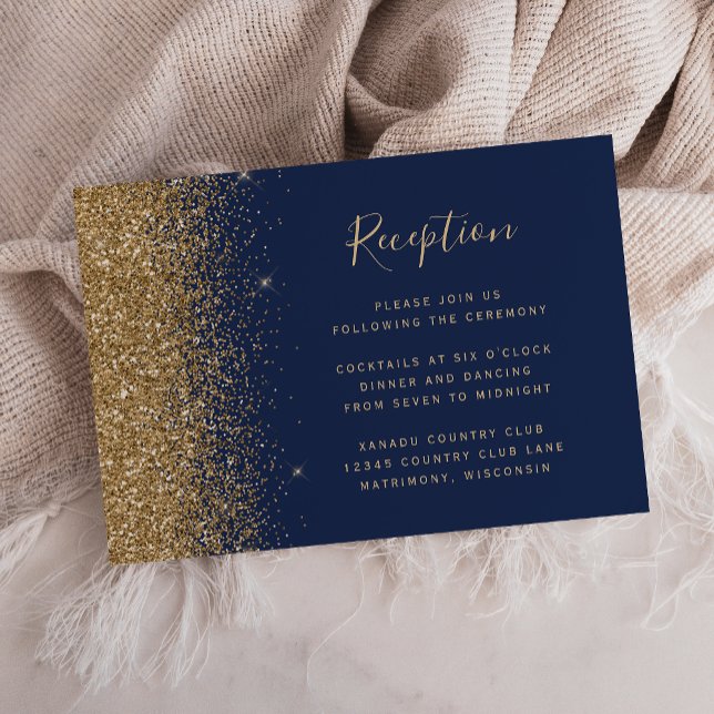 Recepción de Boda con Borde de Brillo Dorado Azul  (Subido por el creador)