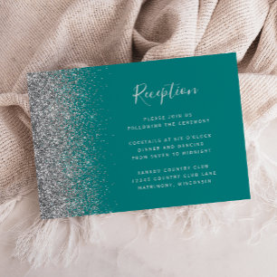 Recepción de Boda con Brillo Azul Verde Moderno y 