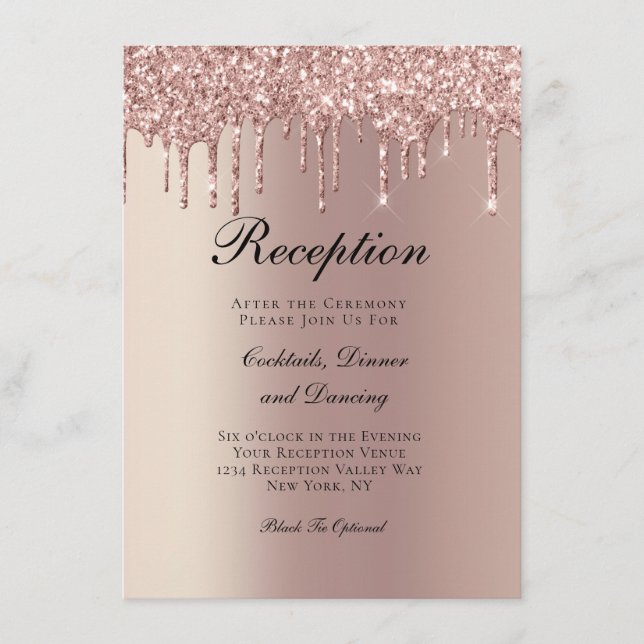 Recepción de Boda con Brillo Goteante de Oro Rosa (Anverso)