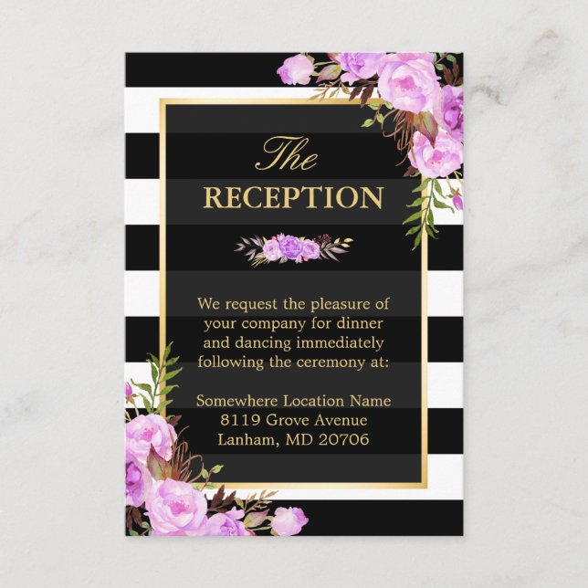 Recepción de Boda con Elegantes Flores Moradas a R (Anverso)