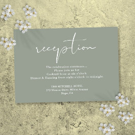 Recepción de Boda con Escritura Elegante Verde Sal