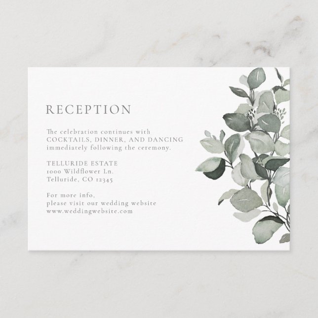 Recepción de Boda con Eucalipto Acuarela (Anverso)