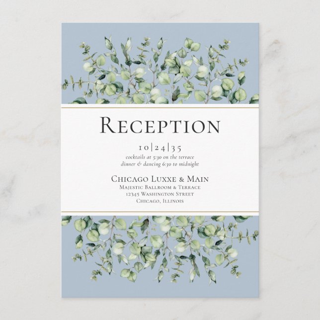 Recepción de boda con eucalipto azul polvoriento (Anverso)