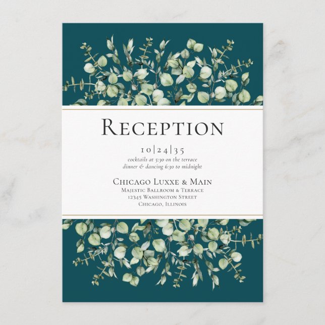 Recepción de boda con eucalipto azul verde (Anverso)