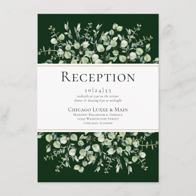 Recepción de Boda con Eucalipto Verde Oscuro (Anverso)