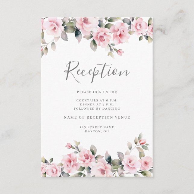 Recepción de Boda con Flores Rosadas (Anverso)