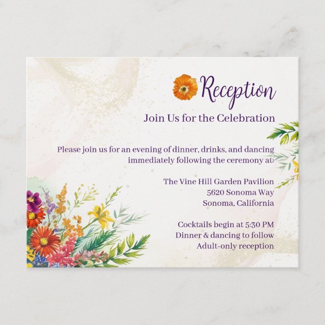 Recepción de Boda con Flores Silvestres (Anverso)