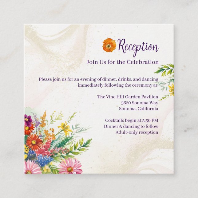 Recepción de Boda con Flores Silvestres (Anverso)