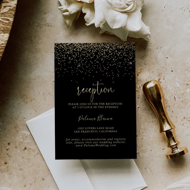 Recepción de Boda con Guión Fancy Confetti Gold (Subido por el creador)