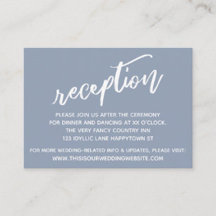 Recepción de Boda con Letra a Mano Simple Azul Pol