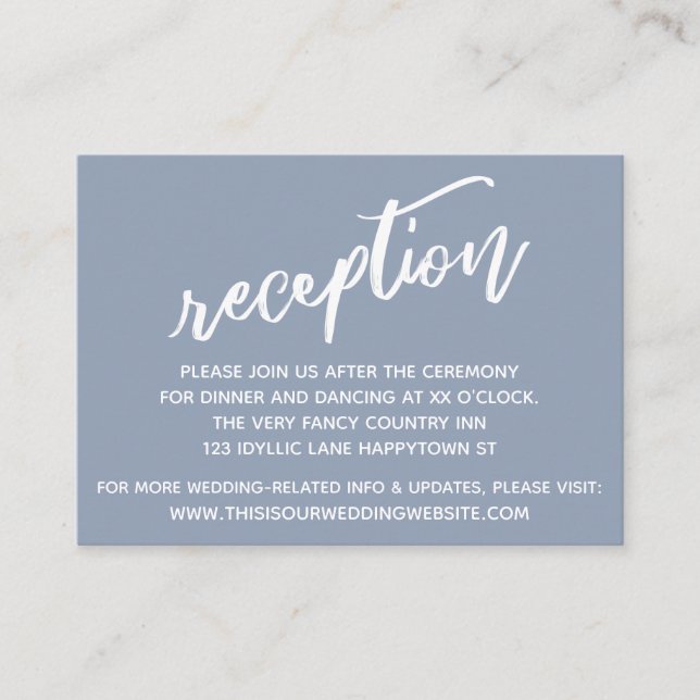 Recepción de Boda con Letra a Mano Simple Azul Pol (Anverso)