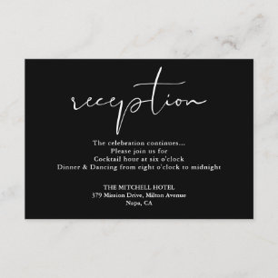 Recepción de Boda con Letra Elegante en Blanco y N