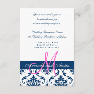 Recepción de Boda con Monograma en Damasco Azul