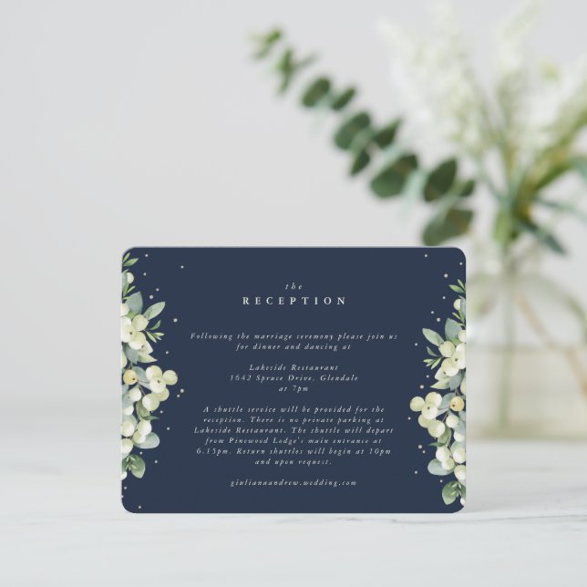 Recepción de Boda con Navy, Snowberry y Eucalipto  (Anverso de pie)