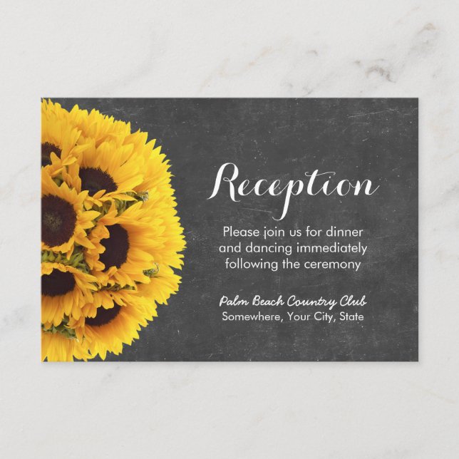 Recepción de Boda con Pizarrón de Girasoles Campes (Anverso)