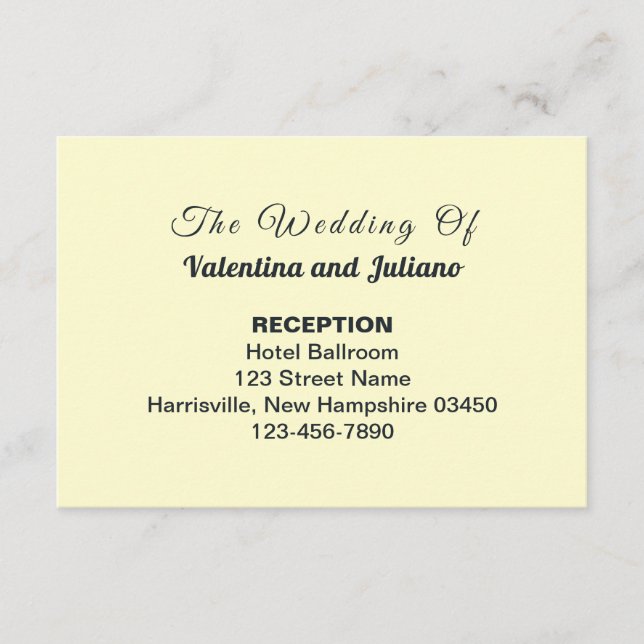 Recepción de Boda con Texto de Pizarra en Crema (Anverso)