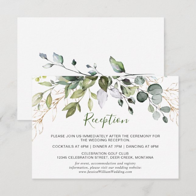 Recepción de Boda con Verde de Eucalipto en Acuare (Anverso / Reverso)