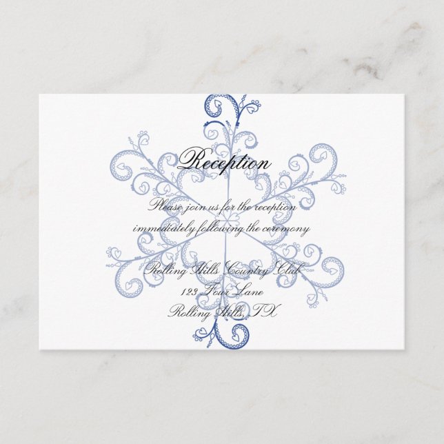 Recepción de Boda Copo de Nieve Corazón Azul (Anverso)