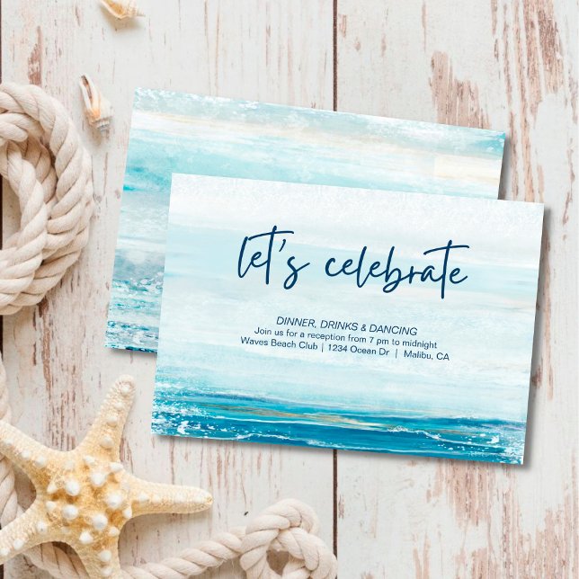 Recepción de boda costera con olas de playa azul m (Subido por el creador)