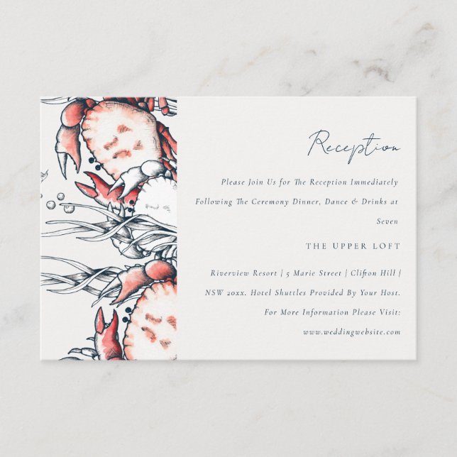 Recepción de boda costera de cangrejo submarino de (Anverso)