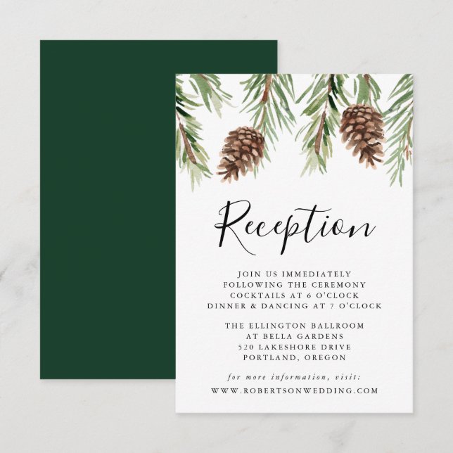 Recepción de Boda de Acuarela de Invierno con Piña (Anverso / Reverso)