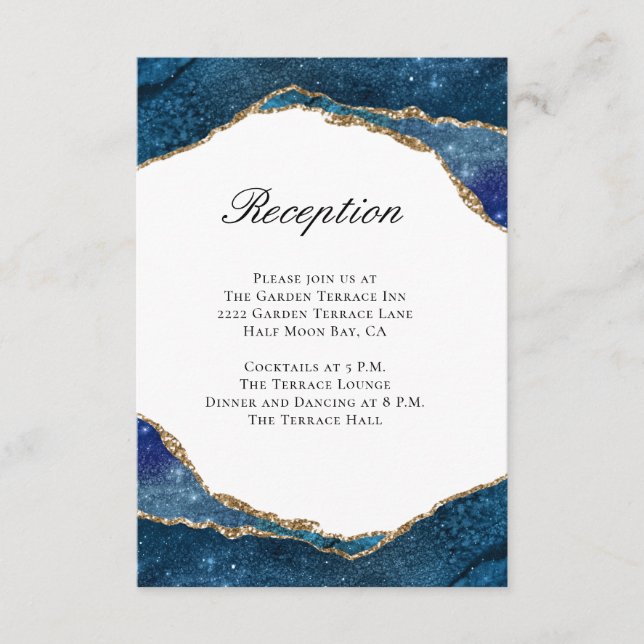 Recepción de Boda de Agata con Lámina de Oro Azul  (Anverso)