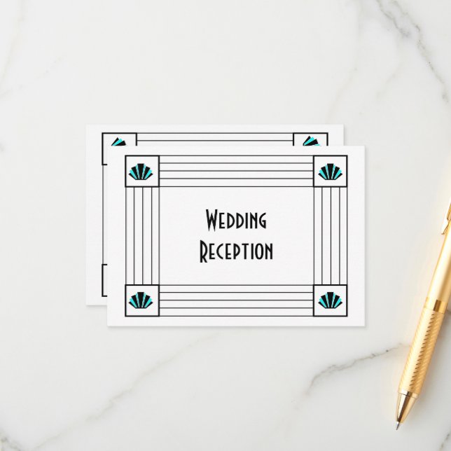 Recepción de boda de diseño Art Deco Azul (Anverso/Reverso In Situ)